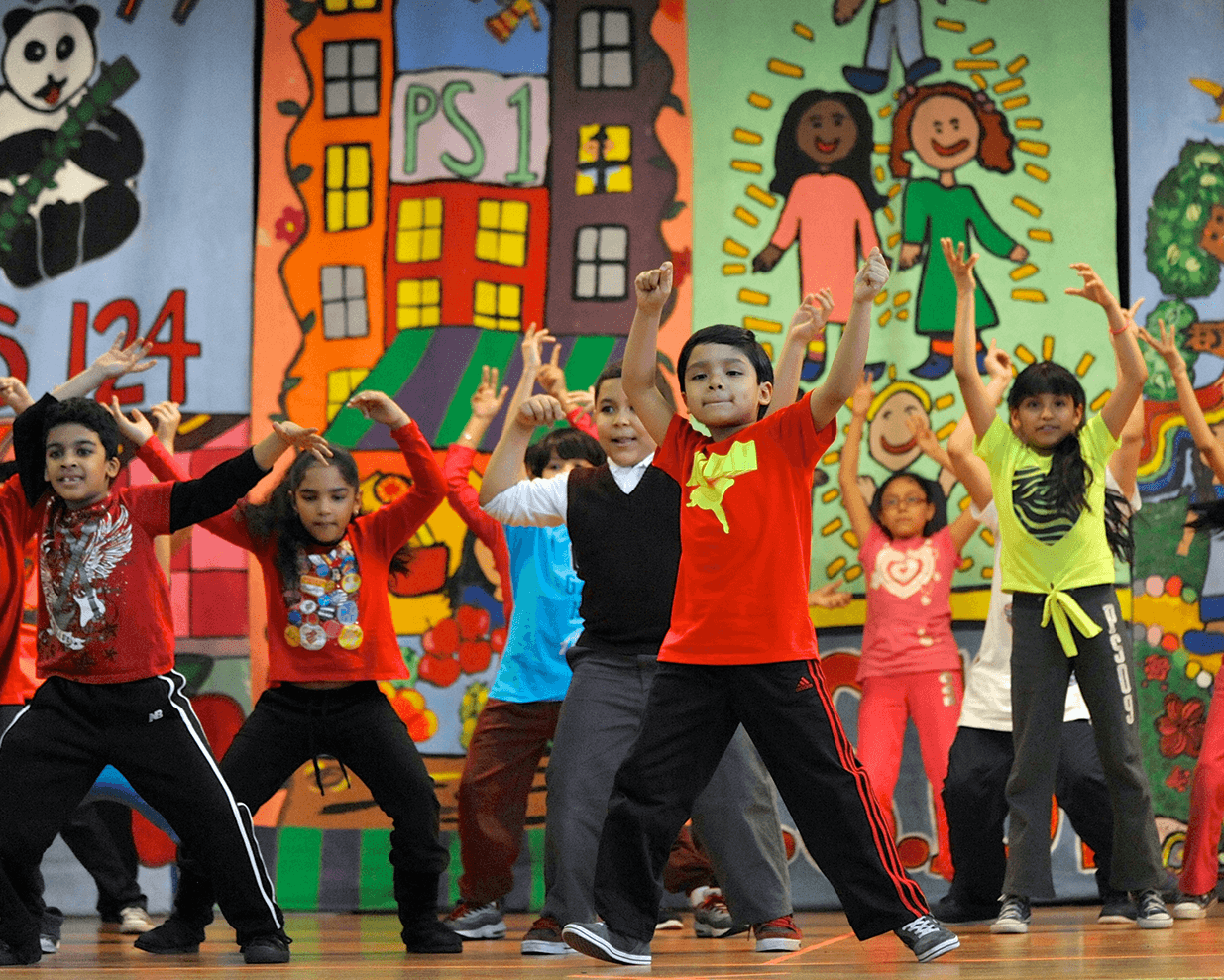 Children at PS 124 dancing